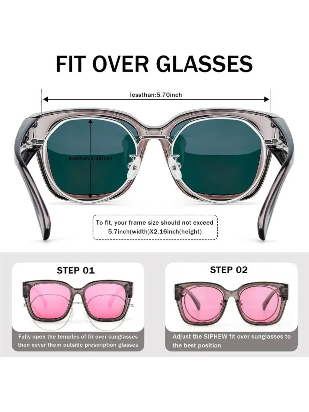 Trendy Polarized Mirrored Sunglasses for Women - Large Square UV400 Fit Over